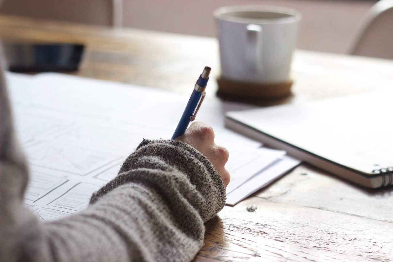 writing at table